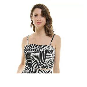 Lily Rose Abstract Geo Print Cold Shoulder Top Size XS Black & White NWT